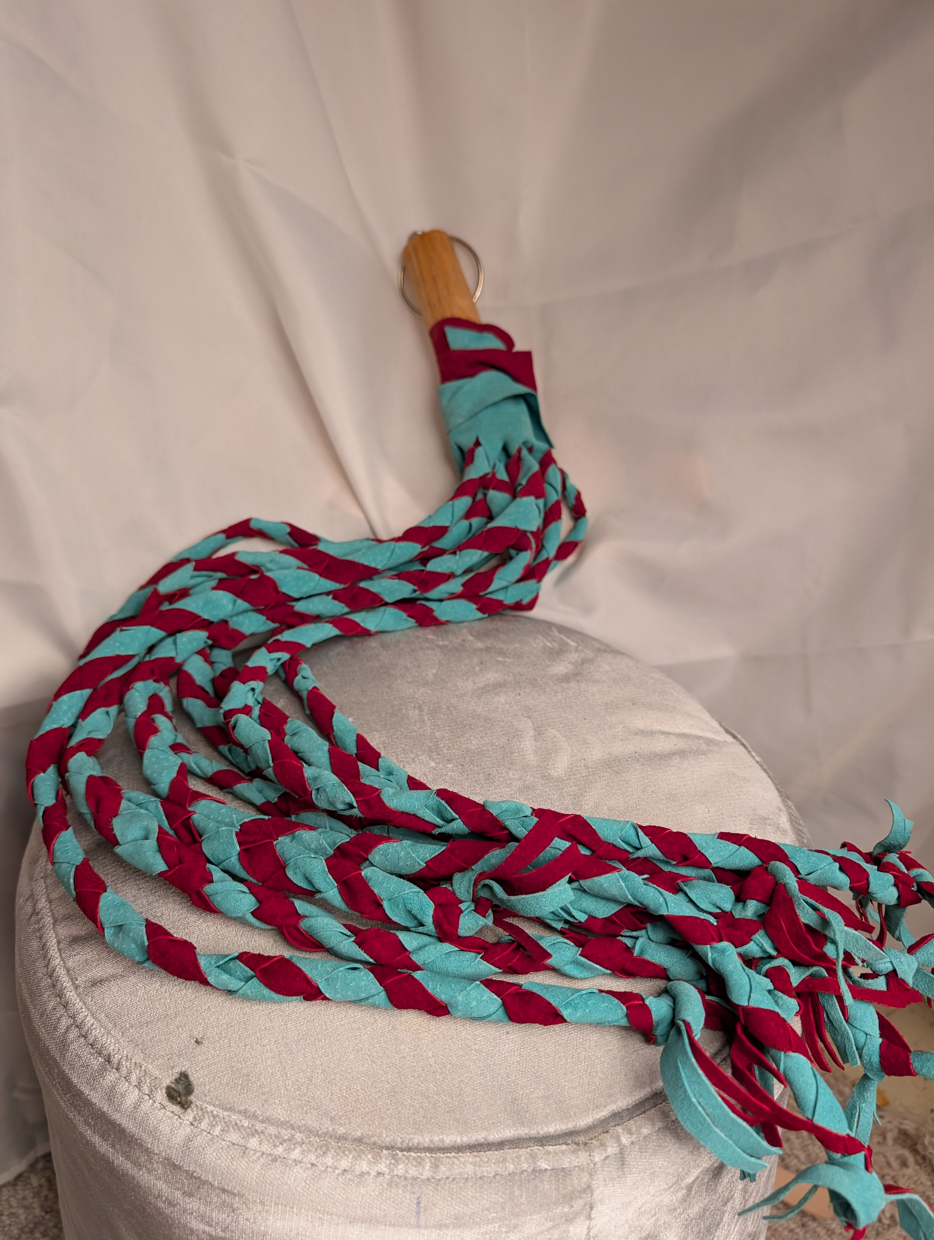 Braided Flogger, split skin pig suede