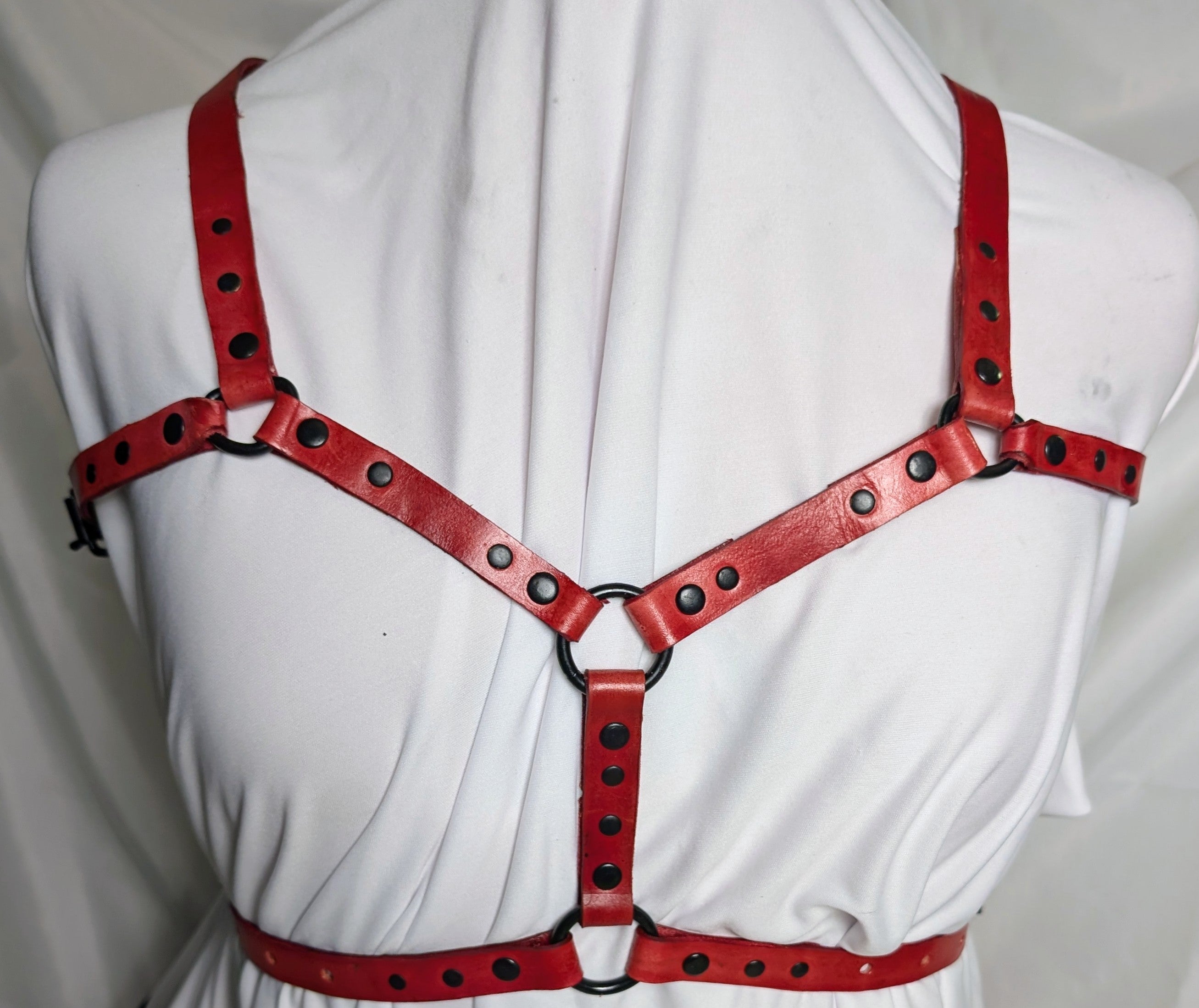 Leather Upper Harness - Red
