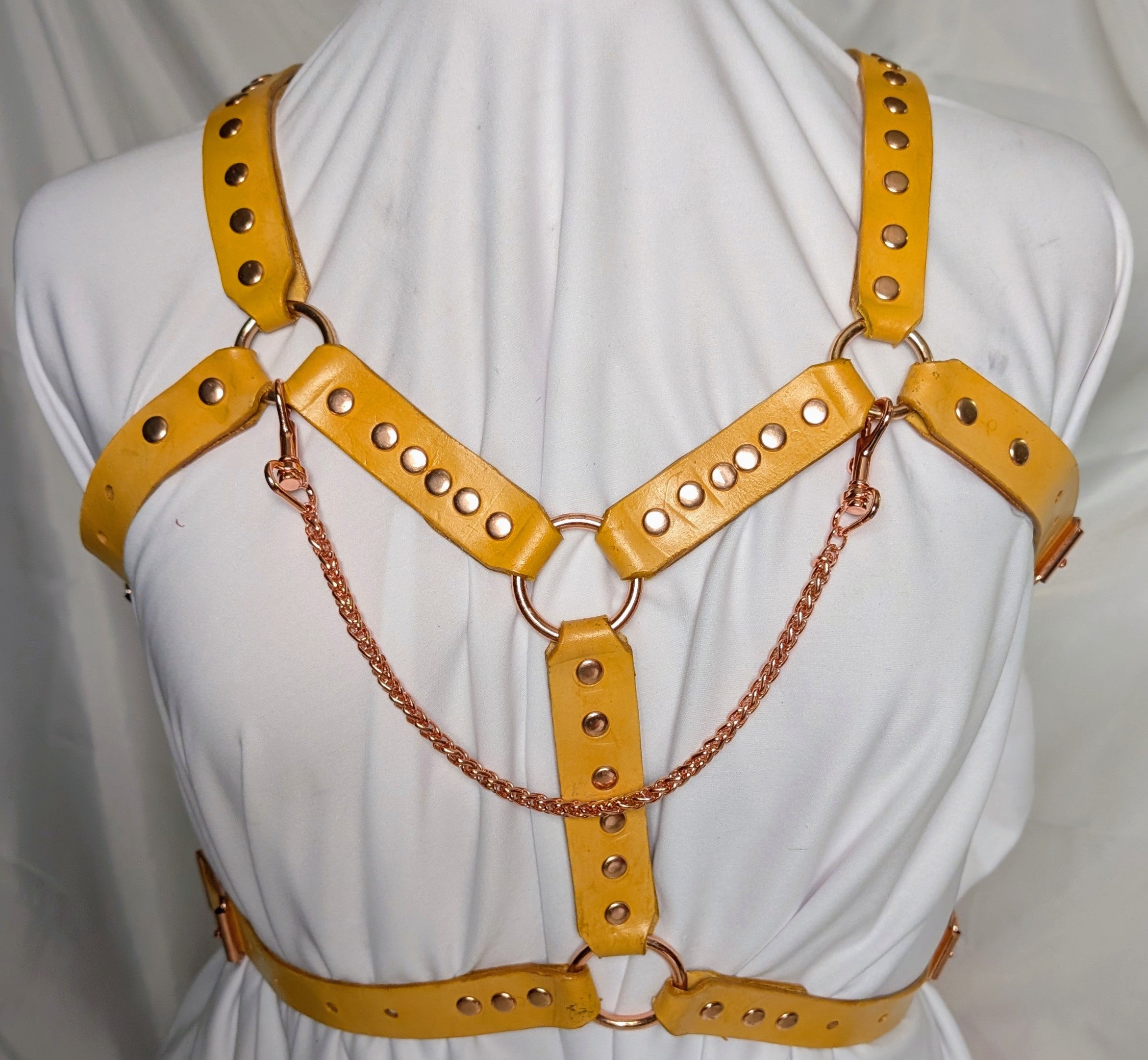 Leather Upper Harness - Yellow with Chain
