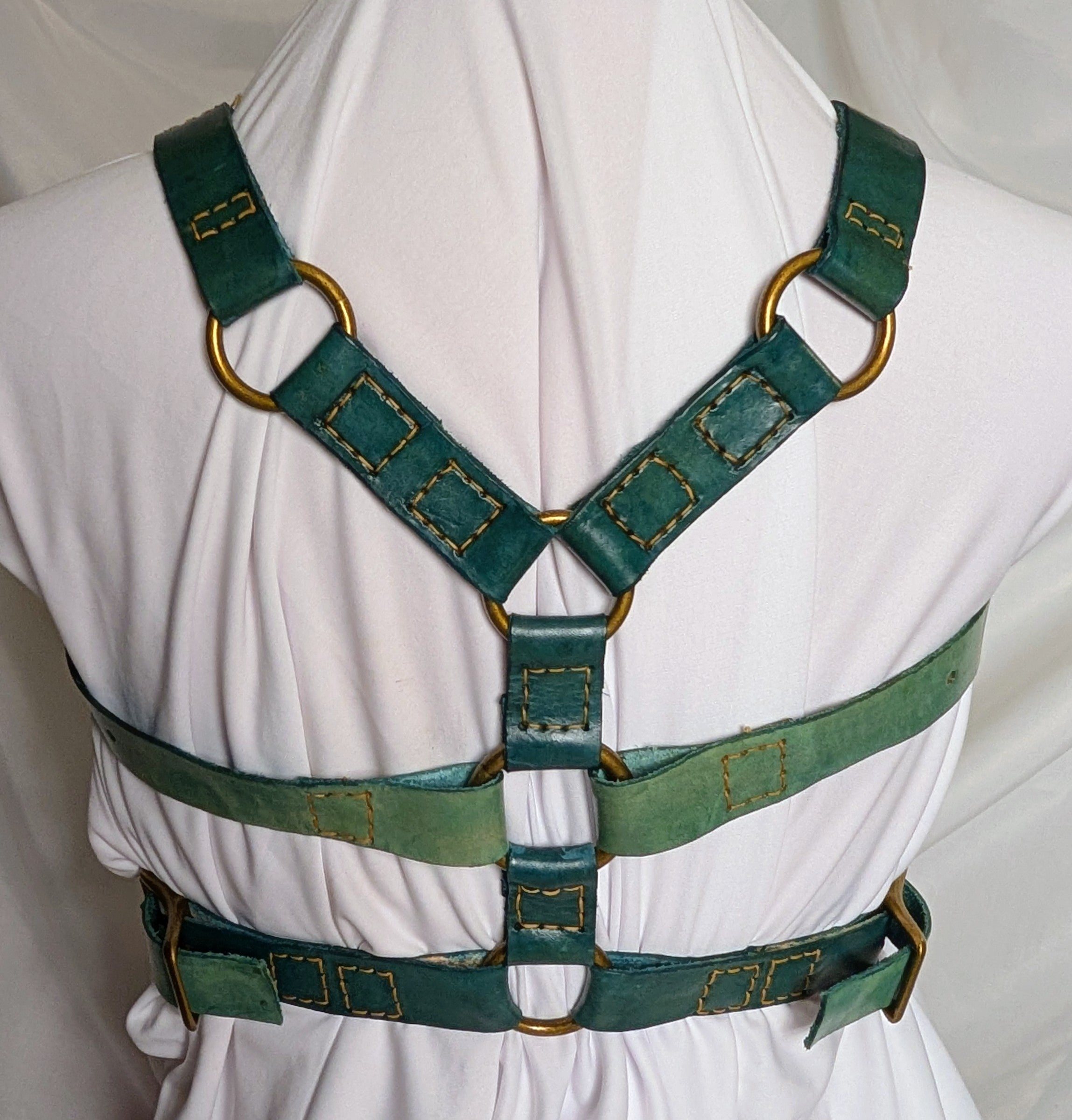 Leather Upper Harness - Teal
